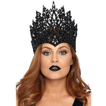 Coroană LEG AVENUE Crown with Glitter and Jewel, design cu sclipici și nestemată albastră, culoare negru