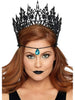 Coroană LEG AVENUE Crown with Glitter and Jewel, design cu sclipici și nestemată albastră, culoare negru