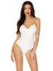 Lenjerie teddy sexy LEG AVENUE Vinyl Bodysuit, body erotic din material lucios, culoare alb, mărime S (2780)