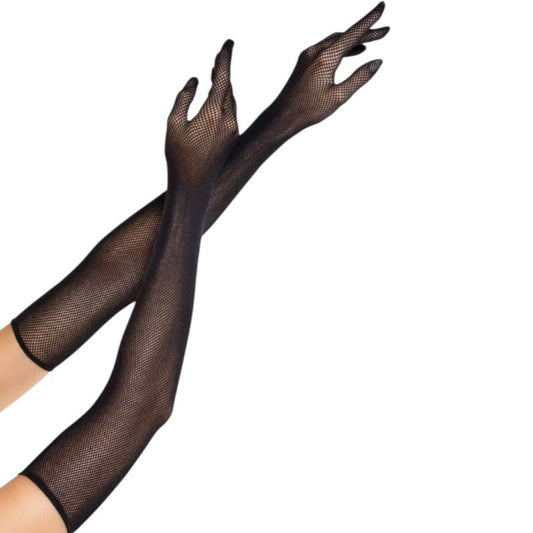 Mănuși erotice LEG AVENUE Opera, din plasă elastică, design vintage, culoare negru