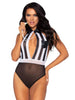 Lenjerie erotică LEG AVENUE Referee Teddy and Whistle, costum sexy arbitru pentru roleplay, fluier inclus, culoare negru, marime universală