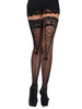 Dresuri LEG AVENUE Sexy Stay Up Lace Black Stockings, cu dantelă și design tip corset, negru, mărime universală, model 9098
