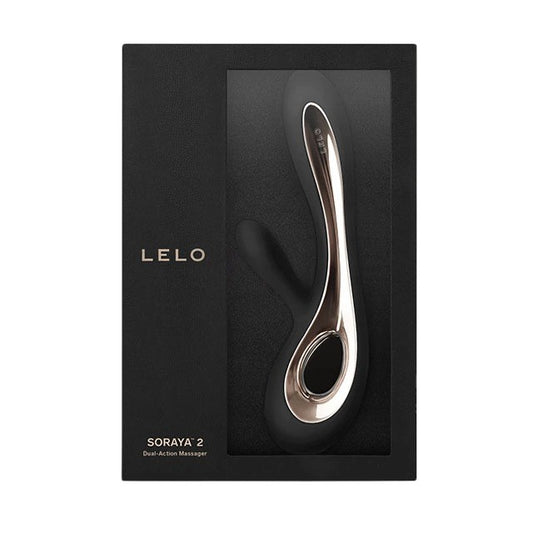 Vibrator rabbit LELO SORAYA 2, pentru stimularea clitorisului și punctului G, 12 funcții de vibrație, negru cu auriu
