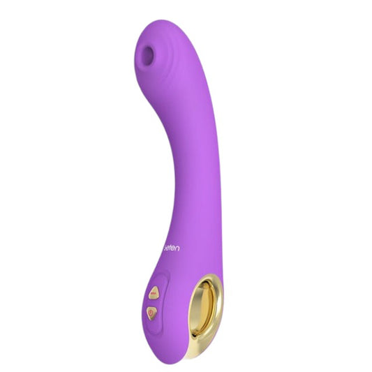 Vibrator LETEN G-Spot Sucking Vibrator, pentru stimularea punctului G, cu funcții multiple de aspirare și vibrație, mov cu auriu