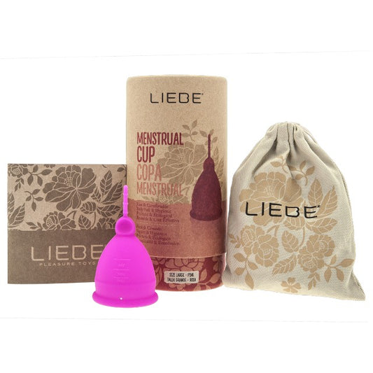 Cupă menstruală LIEBE Menstrual Cup Pink Large, din silicon medical, protecție până la 12 ore, mărime L, roz