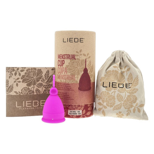 Cupă menstruală LIEBE Menstrual Cup Pink Small, din silicon medical, protecție până la 12 ore, mărime S, roz