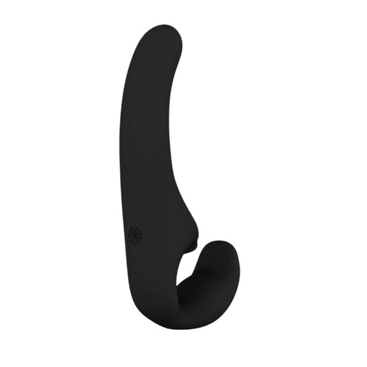 Dildo dublu LOLA NATURAL Temptation, strap-on fără ham, din silicon moale, culoare negru, lungime 23.5 cm