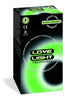 Prezervative LOVE LIGHT TECHNOSEX Glow, din latex, lubrifiate, fosforescente, diametru 52 mm, 12 buc