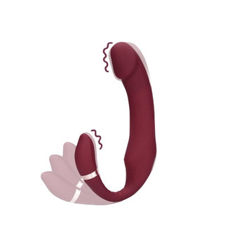 Vibrator dublu LOVELINE Bendable Vibrating Strapless Strap-On, strap-on fără ham, 20 funcții de vibrație, 19 cm, roșu