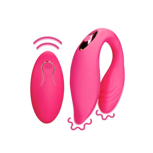 Vibrator pentru cupluri LOVELINE Couple Toy with Remote Control, control prin telecomandă, 10 funcții de vibrație, roz