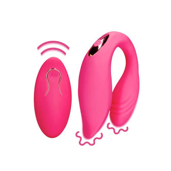 Vibrator pentru cupluri LOVELINE Couple Toy with Remote Control, control prin telecomandă, 10 funcții de vibrație, roz