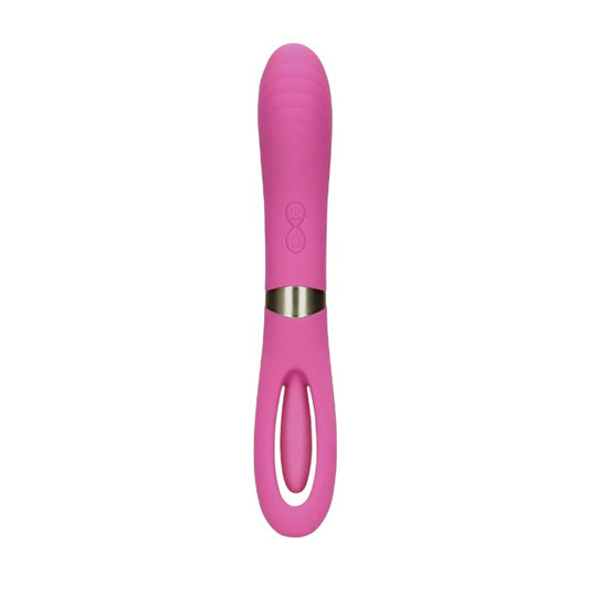 Vibrator dublu LOVELINE Double-Sided Flapping and G-Spot Vibrator, cu funcție de lovituri ritmice, 20 funcții de vibrație, roz