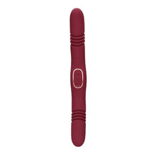 Vibrator dublu LOVELINE Double-Sided Thrusting Vibrator, cu funcție de penetrare automată, 30 funcții de vibrație, 33 cm, roșu