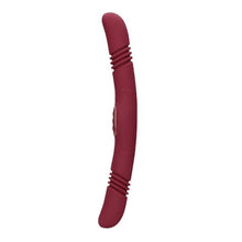 Vibrator dublu LOVELINE Double-Sided Thrusting Vibrator, cu funcție de penetrare automată, 30 funcții de vibrație, 33 cm, roșu