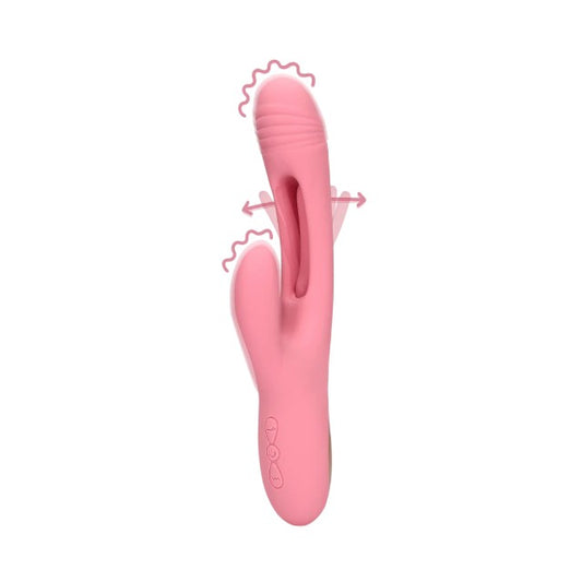 Vibrator rabbit LOVELINE Flapping G-Spot Rabbit Vibrator, cu funcție de lovituri ritmice, 21 funcții de vibrație, roz