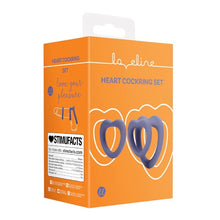 Set inele pentru penis LOVELINE Heart Cockring Set, 2 inele din silicon ultra-moale, în formă de inimă, diametre 2.9 - 3.9 cm, mov