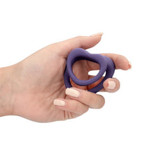 Set inele pentru penis LOVELINE Heart Cockring Set, 2 inele din silicon ultra-moale, în formă de inimă, diametre 2.9 - 3.9 cm, mov