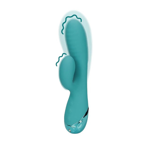 Vibrator rabbit LOVELINE Inflatable Rabbit Vibrator, cu funcție de umflare pentru stimularea punctului G, 10 funcții de vibrație, albastru