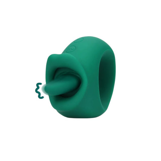 Stimulator clitoris LOVELINE Licking and Vibrating Clitoral Stimulator, cu funcție de simulare sex oral, 20 funcții de vibrație, verde