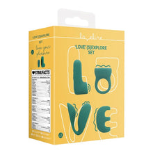 Set jucării erotice LOVELINE ‘Love’ (S)Explore Set, cu stimulator clitoris, vibrator de deget, vibrator pentru cupluri și inel de penis, verde