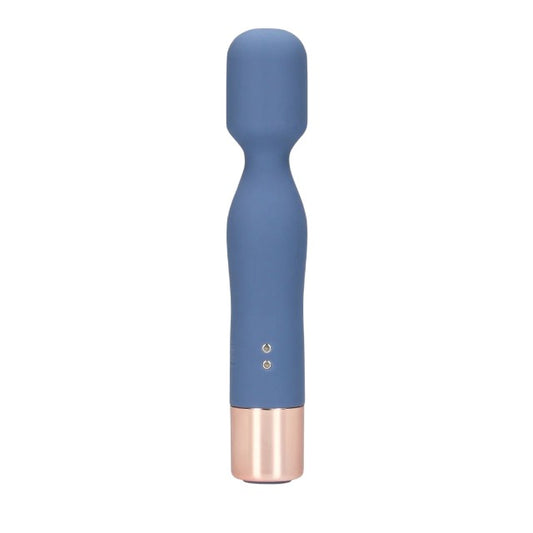 Aparat de masaj LOVELINE Mini Wand Vibrator, pentru corp și zone intime, 10 funcții de vibrație, lungime 14.3 cm, albastru