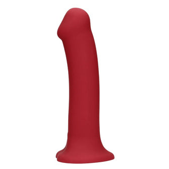 Vibrator LOVELINE Non-Phallic Vibrating Dildo Large, cu ventuză, compatibil cu ham strap-on, 10 funcții de vibrație, 19.8 cm, roșu