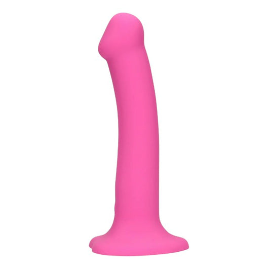 Vibrator LOVELINE Non-Phallic Vibrating Dildo Medium, cu ventuză, compatibil cu ham strap-on, 10 funcții de vibrație, 18.1 cm, roz