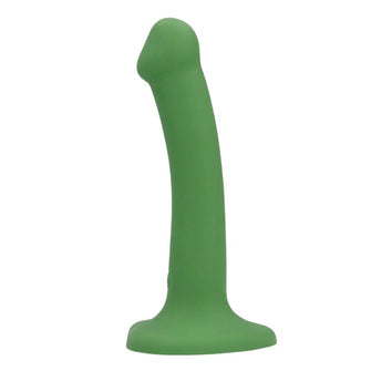 Vibrator LOVELINE Non-Phallic Vibrating Dildo Small, cu ventuză, compatibil cu ham strap-on, 10 funcții de vibrație, 16.5 cm, verde