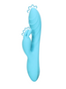 Vibrator rabbit LOVELINE Ribbed Ultra Soft Silicone Rabbit Vibrator, pentru clitoris și punctul G, 10 funcții de vibrație, albastru