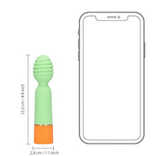 Vibrator LOVELINE Ribbed Mini Vibrator with USB Charger, cu striații pentru stimulare versatilă, 10 funcții de vibrație, 12.2 cm, verde