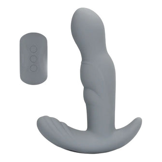 Vibrator anal LOVELINE Rotating Prostate Stimulator with Remote Control, cu telecomandă, funcție de rotație, 10 funcții de vibrație, gri