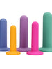 Set dilatare vaginală LOVELINE Silicone Dilator Set, 5 dilatatoare cu ventuze pentru fixare, diametre 1.7 - 3.2 cm, multicolor