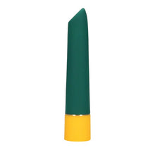 Vibrator LOVELINE Smooth Mini Vibrator, cu 10 funcții de vibrație, din silicon moale, lungime 13.2 cm, verde și galben