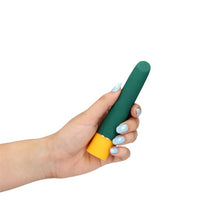 Vibrator LOVELINE Smooth Mini Vibrator, cu 10 funcții de vibrație, din silicon moale, lungime 13.2 cm, verde și galben