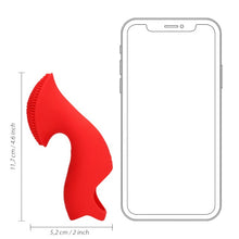 Vibrator pentru deget LOVELINE Textured Finger Vibrator, cu stimulator clitoris texturat, 10 funcții de vibrație, roșu