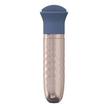 Vibrator LOVELINE The Thrill, cu 3 capete interschimbabile, din silicon premium, 10 funcții de vibrație, culoare albastru