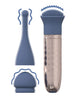 Vibrator LOVELINE The Thrill, cu 3 capete interschimbabile, din silicon premium, 10 funcții de vibrație, culoare albastru