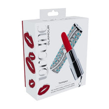 Stimulator clitoris LOVELINE Tiffany, în formă de ruj, design elegant, capete interschimbabile din silicon, 5 funcții de vibrație, culoare albastru
