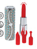 Stimulator clitoris LOVELINE Tiffany, în formă de ruj, design elegant, capete interschimbabile din silicon, 5 funcții de vibrație, culoare albastru