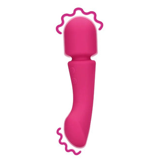Aparat de masaj LOVELINE Ultra Soft Silicone Double-Sided Wand Vibrator, pentru corp și zone intime, 20 funcții de vibrație, roz