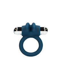 Inel vibrator pentru penis LOVELINE Vibrating Rabbit Cock Ring, din silicon moale, 10 funcții de vibrație, rezistent la apă, albastru