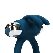 Inel vibrator pentru penis LOVELINE Vibrating Rabbit Cock Ring, din silicon moale, 10 funcții de vibrație, rezistent la apă, albastru