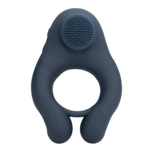Inel vibrator pentru penis LOVELINE Vibrating Cockring with Clitoris Stimulation, 10 funcții de vibrație, albastru