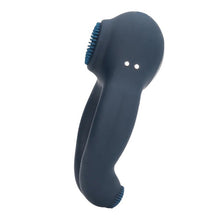Inel vibrator pentru penis LOVELINE Vibrating Cockring with Clitoris Stimulation, 10 funcții de vibrație, albastru