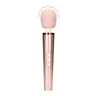 Aparat de masaj LOVELINE Wand Vibrator, pentru corp și zone intime, cu silicon ultra-moale, 6 funcții de vibrație, roz auriu