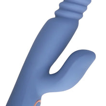 Vibrator dublu LOVELINE BY SHOTS Warming Rotating Beads and Thrusting Rabbit, cu funcție de încălzire și penetrare, culoare albastru