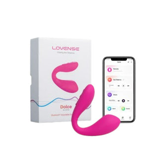 Vibrator LOVENSE - DOLCE, control prin aplicatie, pentru stimulare punct G, clitoris si penis în cazul penetrarii, 15 cm, culoarea roz