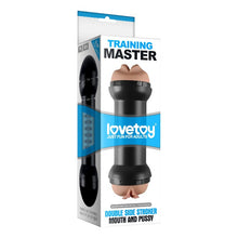 Masturbator dublu LOVETOY Double Side Stroker, simulare vaginală și orală realistă, lungime 22 cm, negru