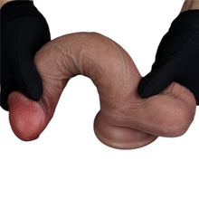 Dildo realist cu testicule LOVETOY 7.5” Dual-Layered Silicone Cock, bază cu ventuză pentru fixare, 19.5 cm, culoarea pielii