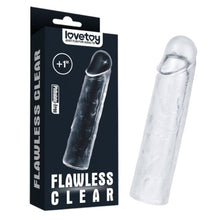Manșon realist LOVETOY Flawless Clear +1”, pentru extensia penisului și erecție puternică, +2.5 cm în lungime, transparent
